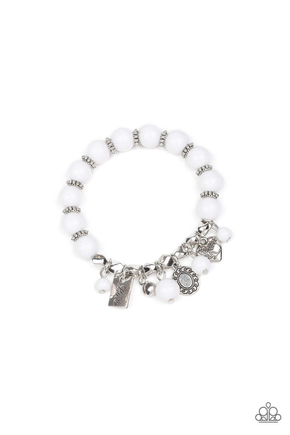 Paparazzi One True Love White Stretch Bracelet