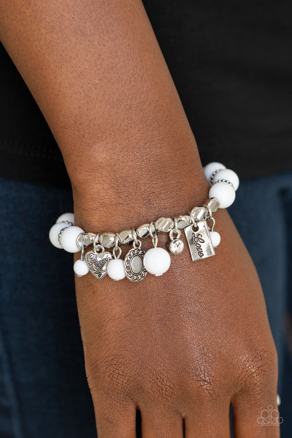 Paparazzi One True Love White Stretch Bracelet