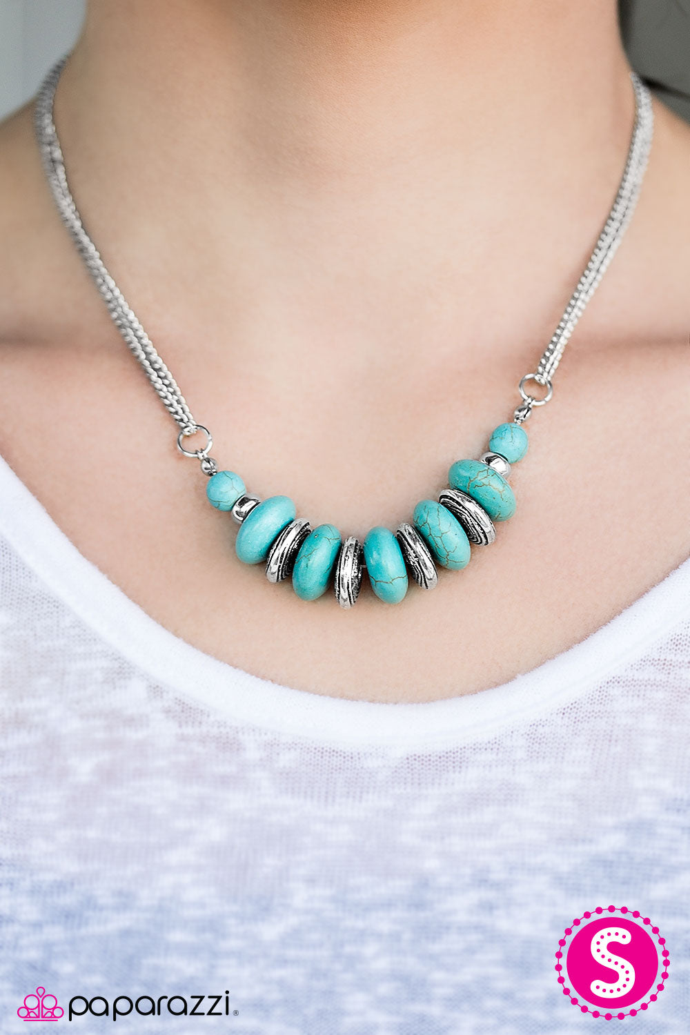 Paparazzi On Mountain Time Blue Short Necklace