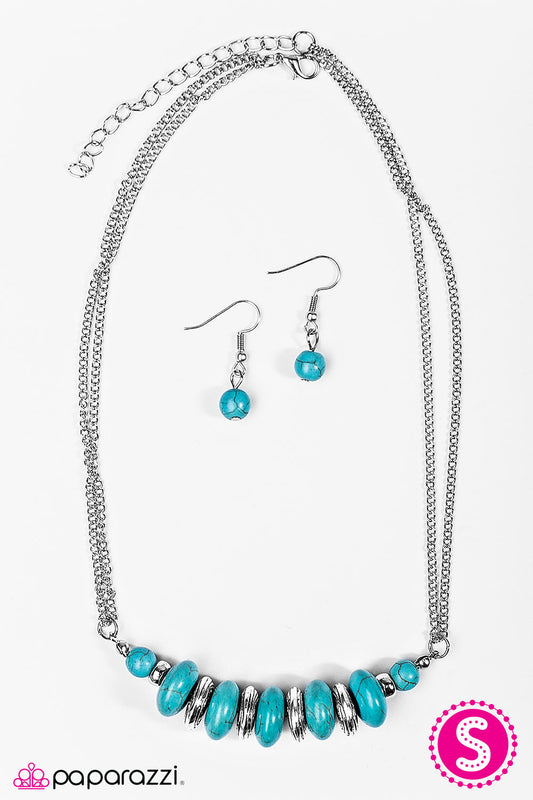 Paparazzi On Mountain Time Blue Short Necklace