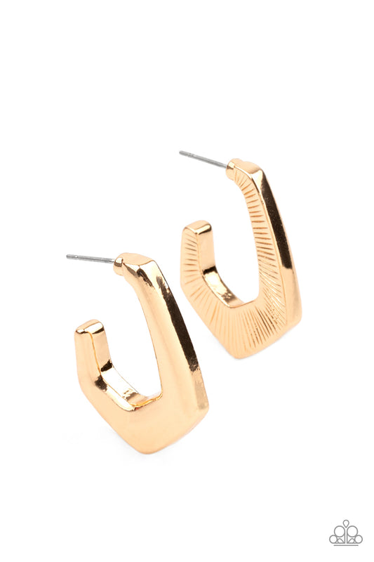 Paparazzi On The Hook Gold Post Hoop Earrings