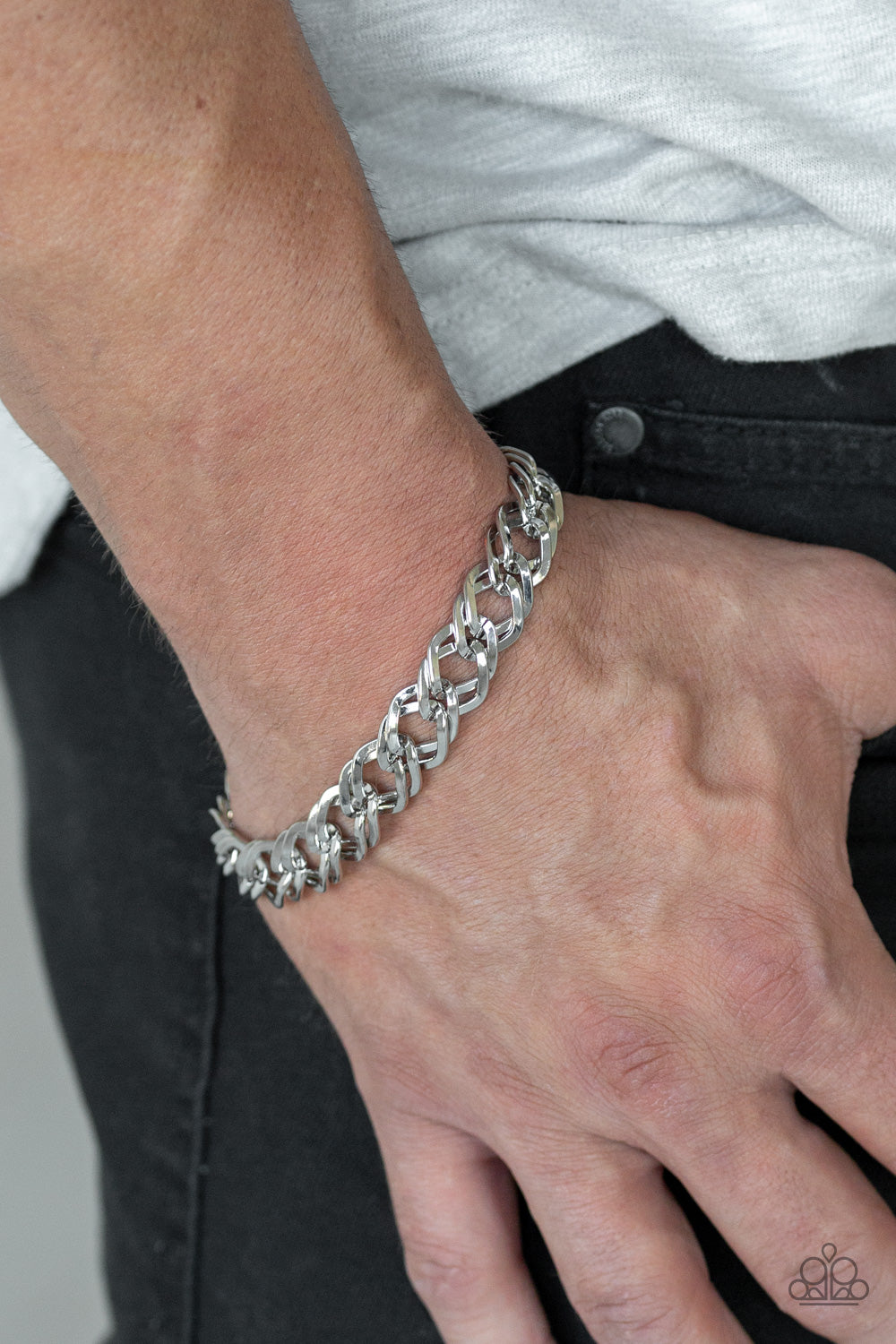 Paparazzi On The Ropes Silver Men's Clasp Bracelet