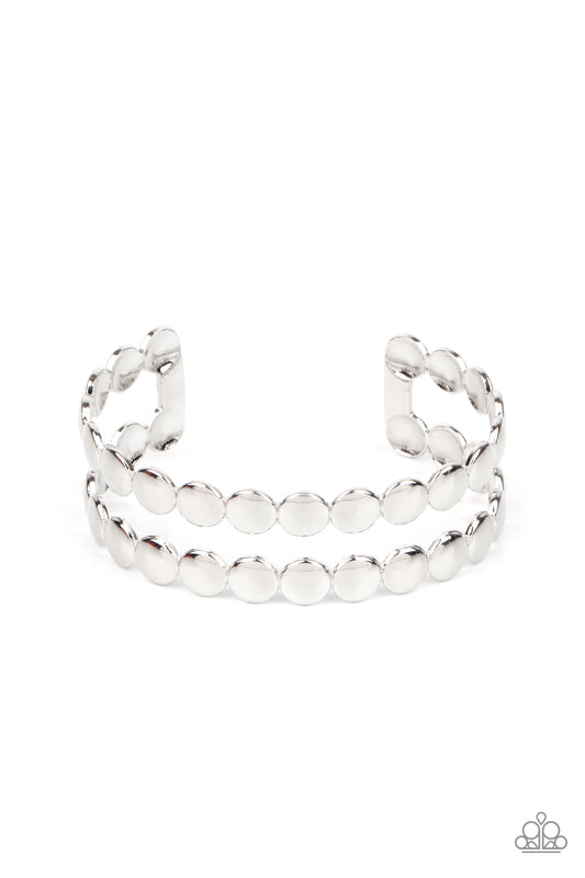 Paparazzi On The Spot Shimmer Silver Cuff Bracelet