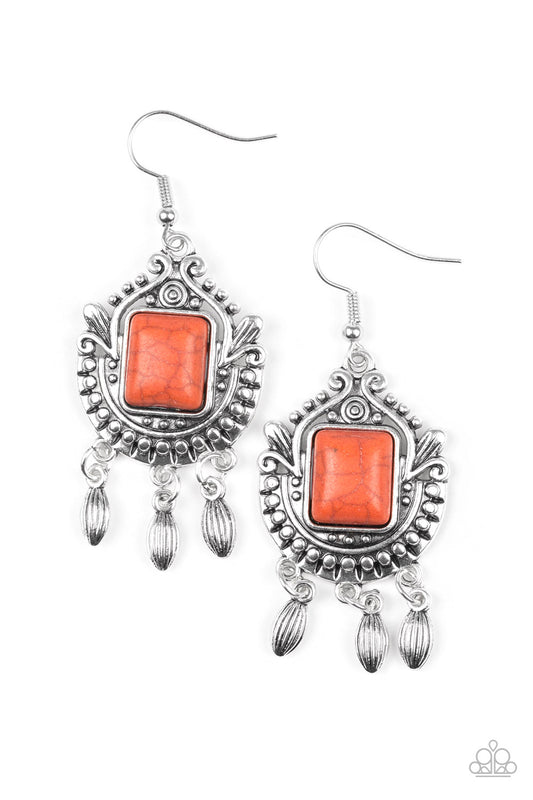 Paparazzi Open Pastures Orange Stone Fishhook Earrings