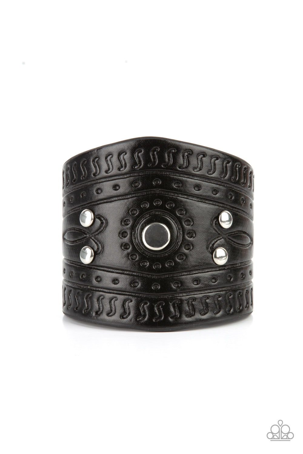Paparazzi Orange County Black Single Wrap Snap Bracelet