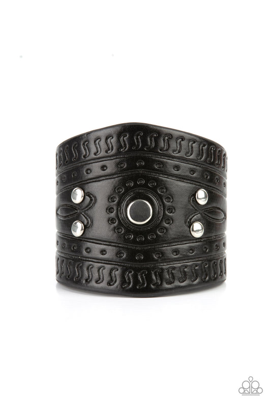 Paparazzi Orange County Black Single Wrap Snap Bracelet