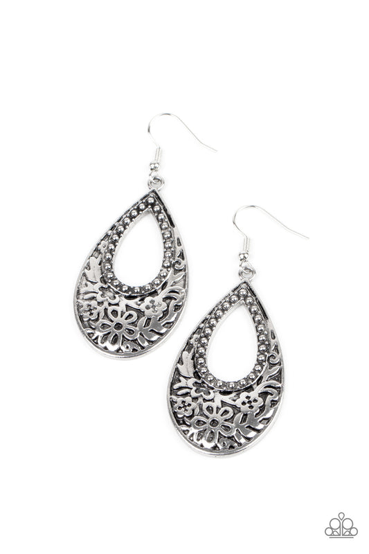 Paparazzi Organically Opulent Silver Fishhook Earrings