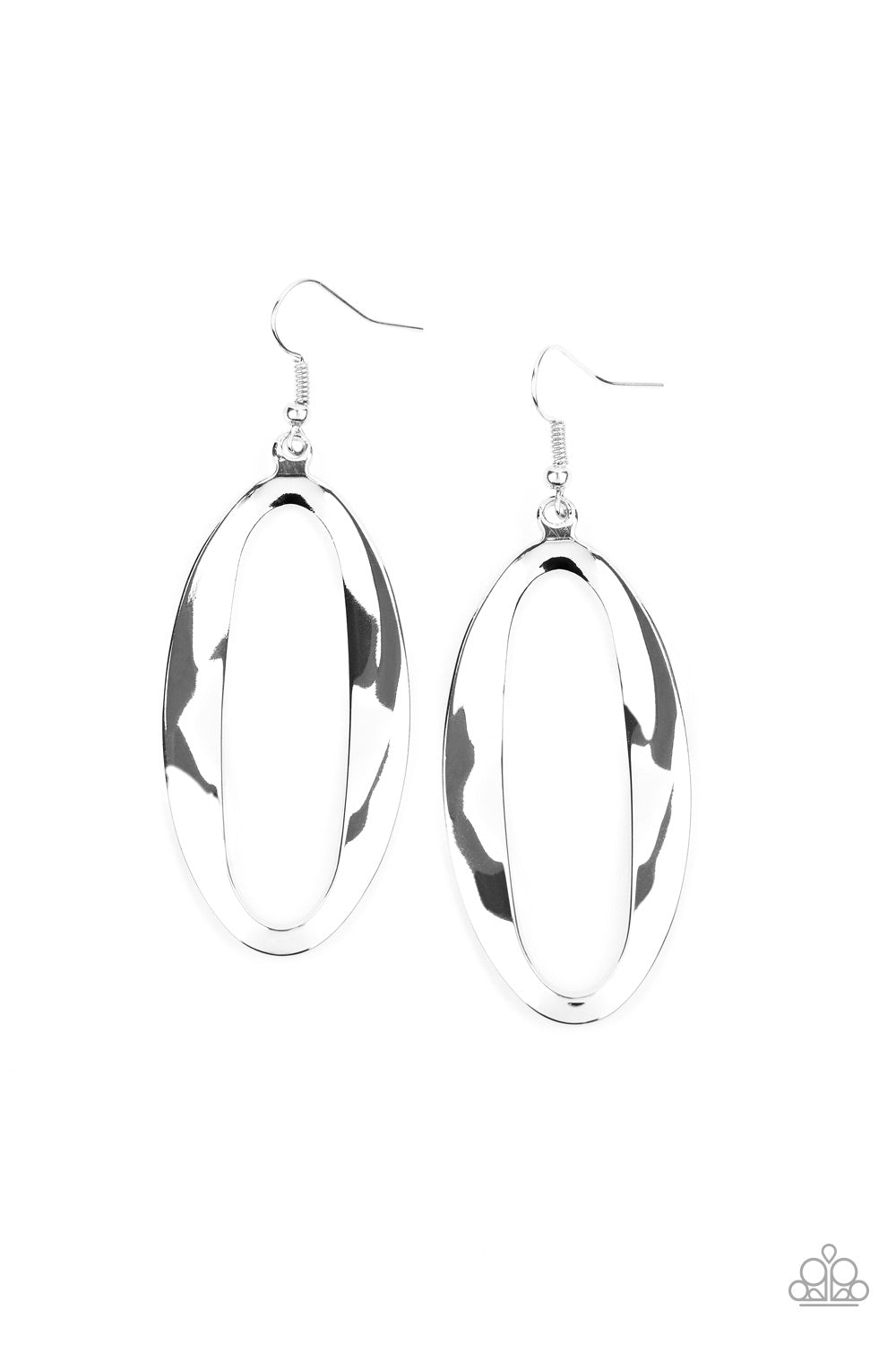 Paparazzi OVAL My Head Silver Fishhook Earrings