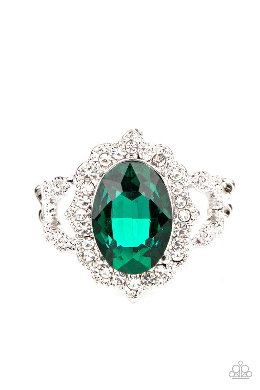 Paparazzi Oval Office Opulence Green Ring - P4DA-GRXX-062XX