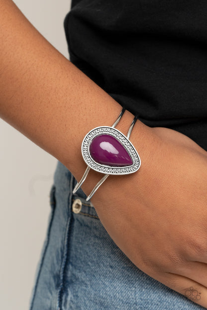 Paparazzi Over The Top Pop Purple Hinged Cuff Bracelet