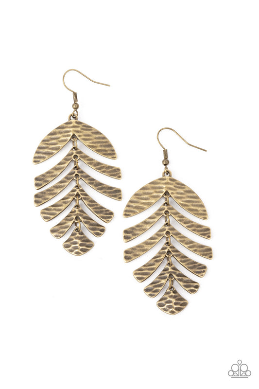 Paparazzi Palm Lagoon Brass Fishhook Earrings