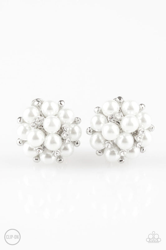 Paparazzi Par Pearl White Clip-On Earrings - P5CO-WTXX-072XX