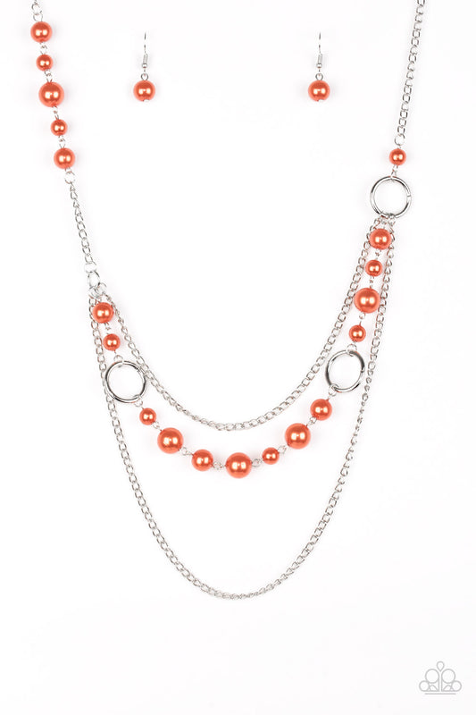 Paparazzi Party Dress Princess Orange Long Necklace