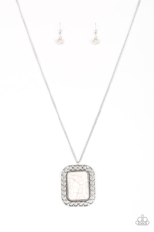 Paparazzi Peaceful Plains White Stone Long Necklace