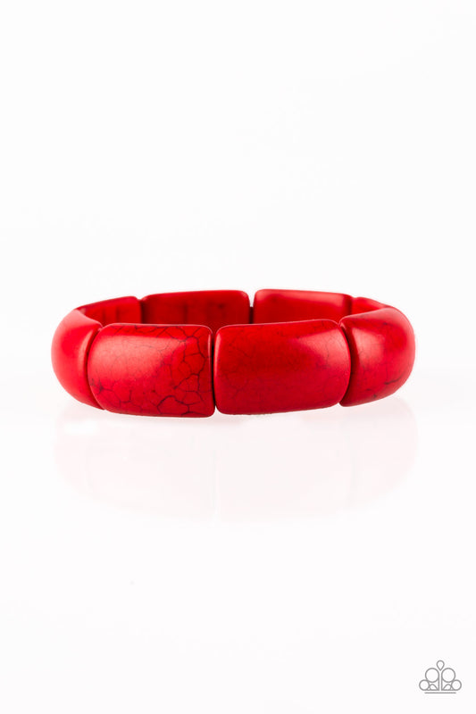 Paparazzi Peace Out Red Stone Stretch Bracelet - P9SE-RDXX-139XX