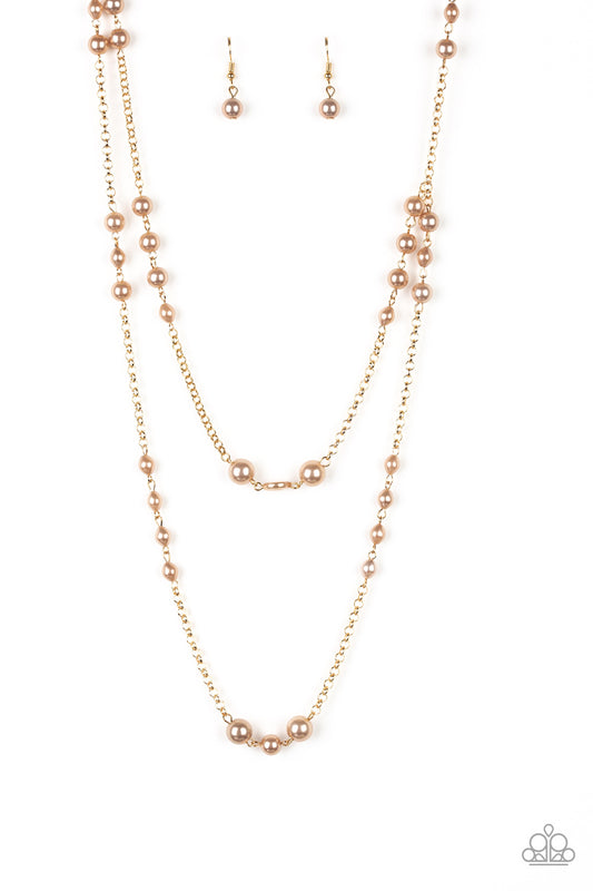 Paparazzi Pearl Promenade Gold Long Necklace