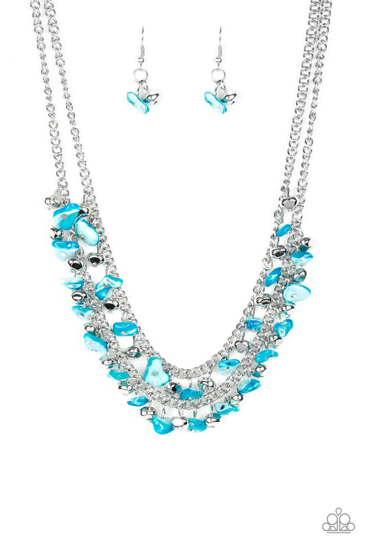Paparazzi Pebble Pioneer Blue Short Necklace