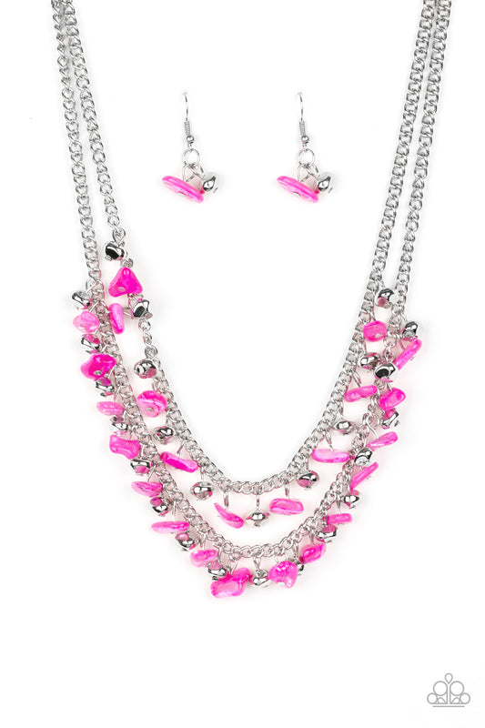 Paparazzi Pebble Pioneer Pink Short Necklace
