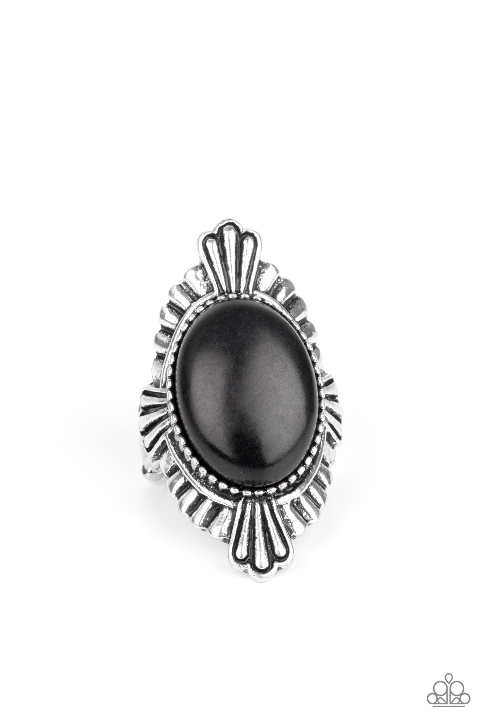 Paparazzi Pioneer Party Black Stone Ring - P4SE-BKXX-096XX