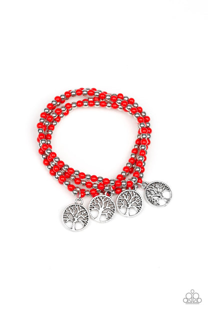 Paparazzi Plant A Tree Red Stretch Bracelet - P9SE-RDXX-159XX