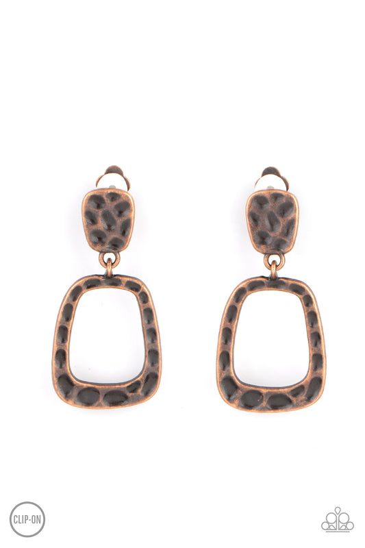 Paparazzi Playfully Primitive Copper Clip-On Earrings