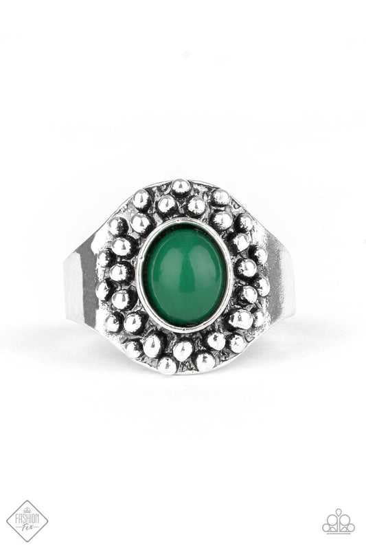 Paparazzi Please and Thank You Green Ring - Fashion Fix Glimpses Of Malibu September 2019