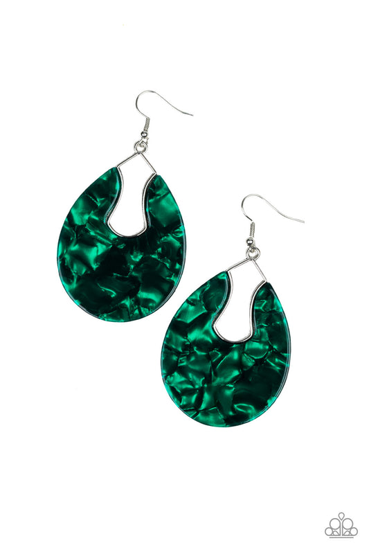 Paparazzi Pool Hopper Green Acrylic Fishhook Earrings