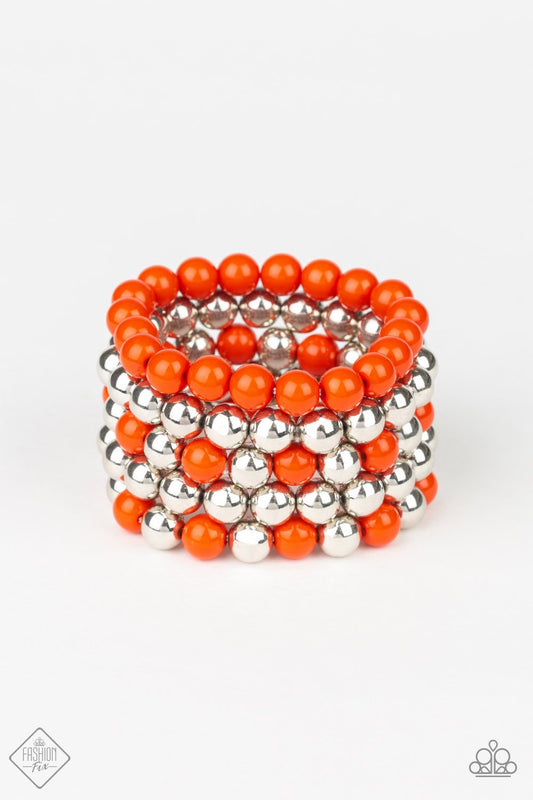 Paparazzi Pop-YOU-lar Culture Orange Stretch Bracelet - Fashion Fix Glimpses Of Malibu November 2019