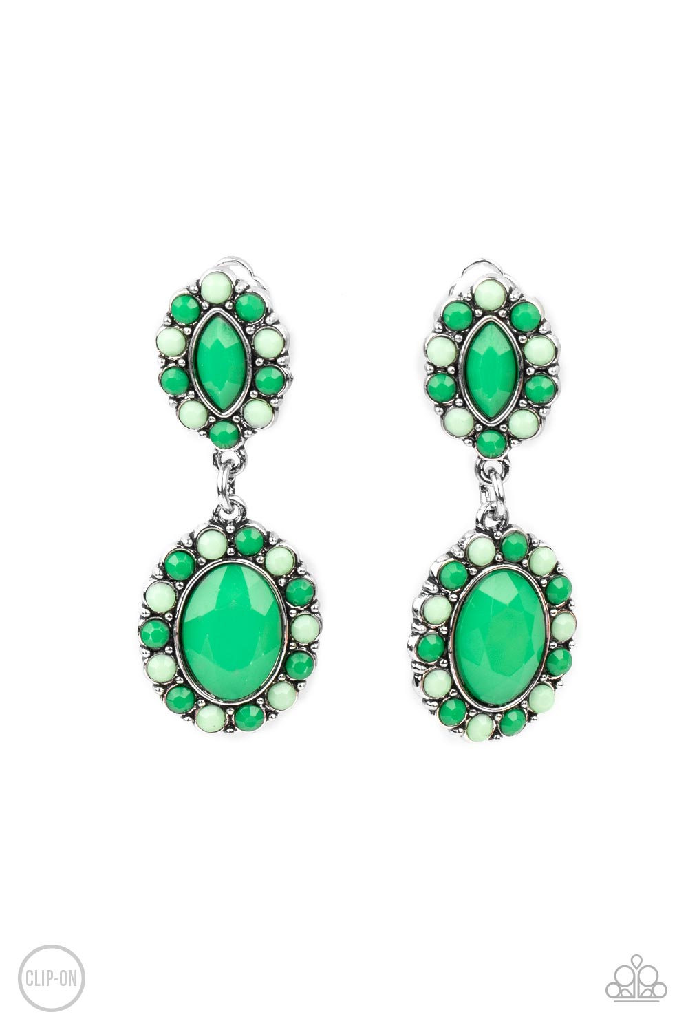 Paparazzi Positively Pampered Green Clip-On Earrings