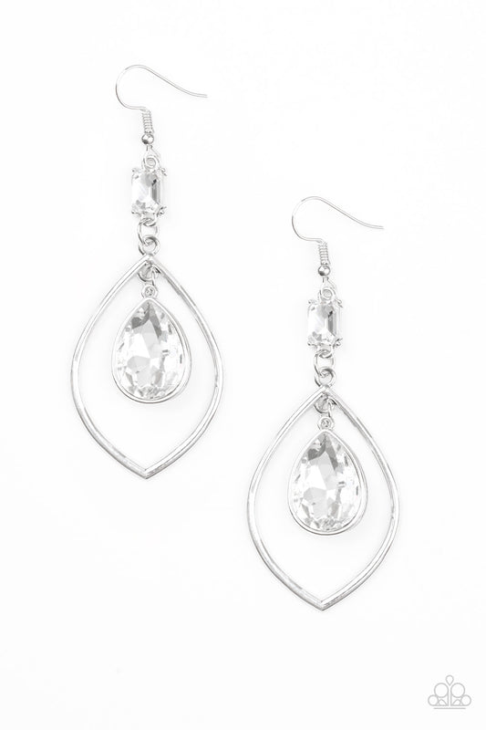 Paparazzi Priceless White Fishhook Earrings