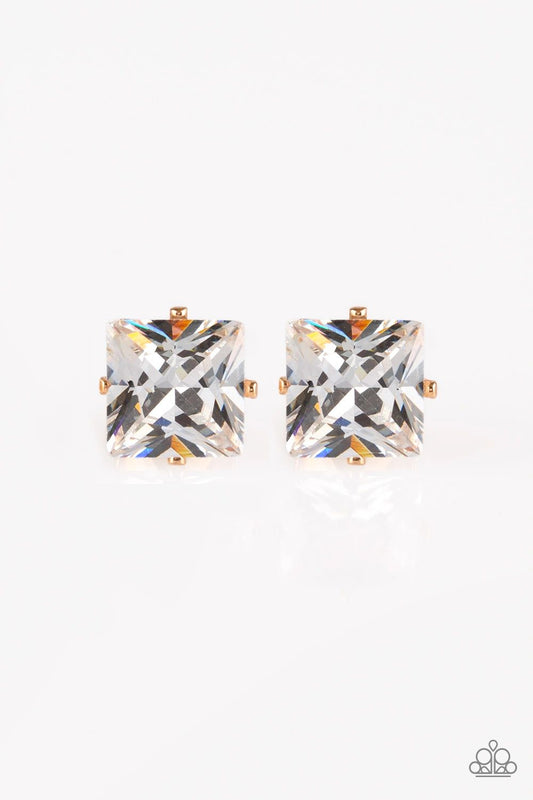 Paparazzi Prima Donna Drama Gold Post Earrings