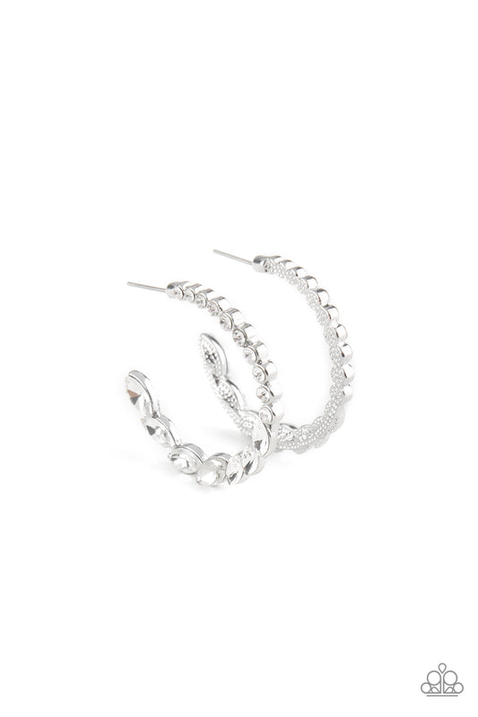 Paparazzi Prime Time Princess White Hoop Post Earrings