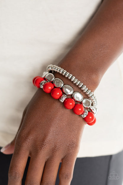 Paparazzi Prismatic Pop Red Stretch Bracelet - P9WH-RDXX-144XX
