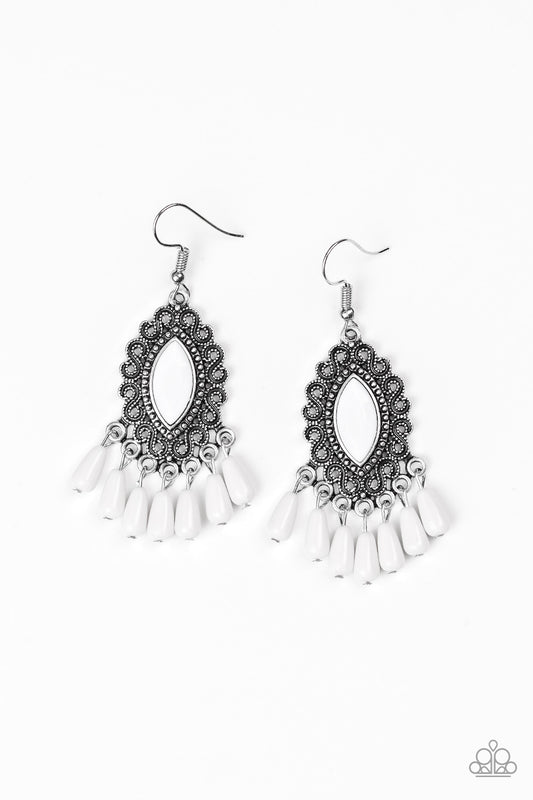 Paparazzi Private Villa White Fishhook Earrings