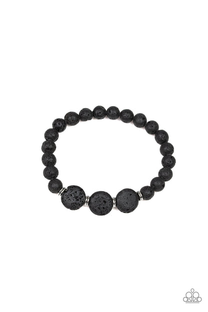 Paparazzi Prospect Black Lava Rock Stretch Bracelet - P9SE-URBK-379XX