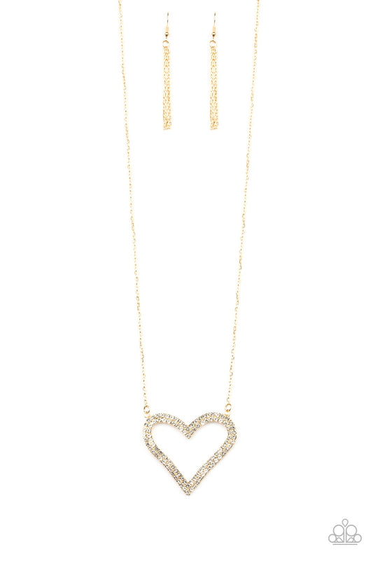 Paparazzi Pull Some HEART-Strings Gold Long Necklace