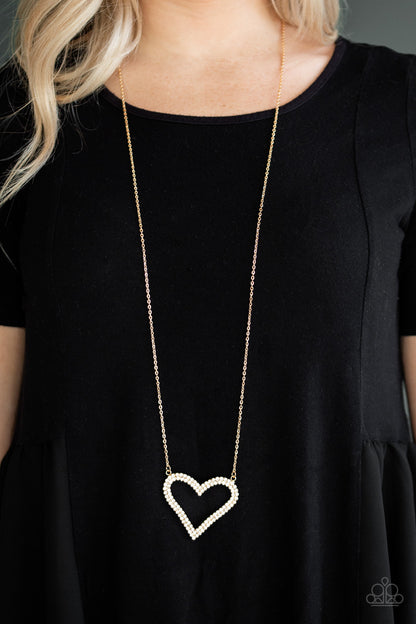 Paparazzi Pull Some HEART-Strings Gold Long Necklace