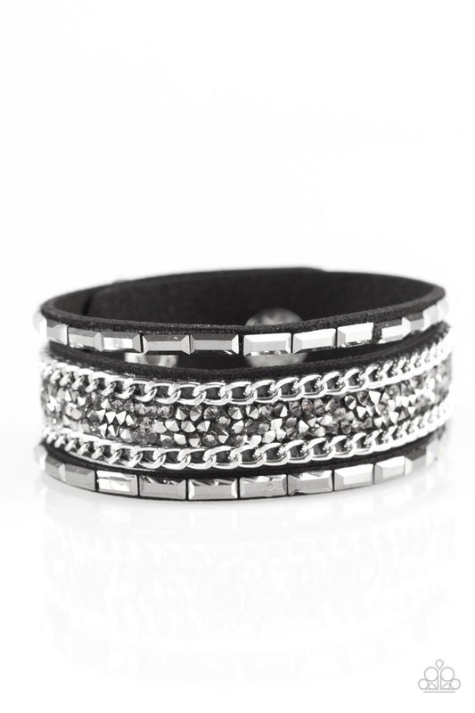 Paparazzi Punk Princess Black Single Wrap Snap Bracelet