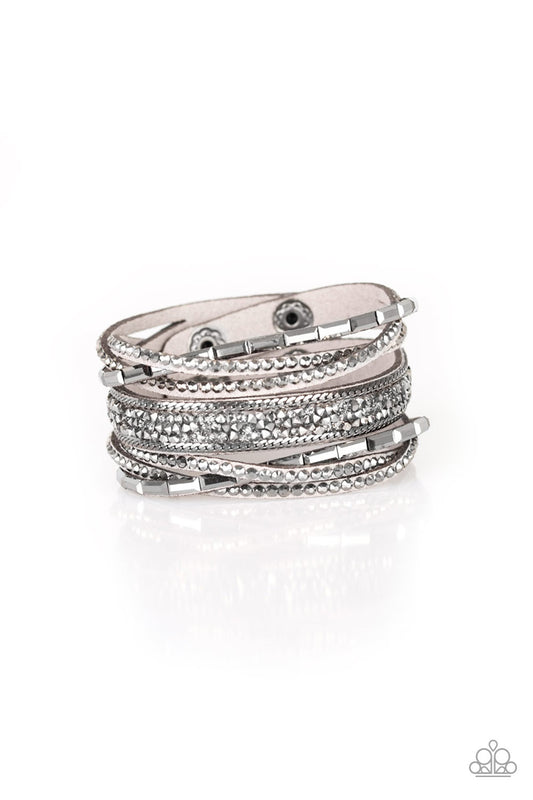 Paparazzi Punk Prowess Silver Single Wrap Snap Bracelet