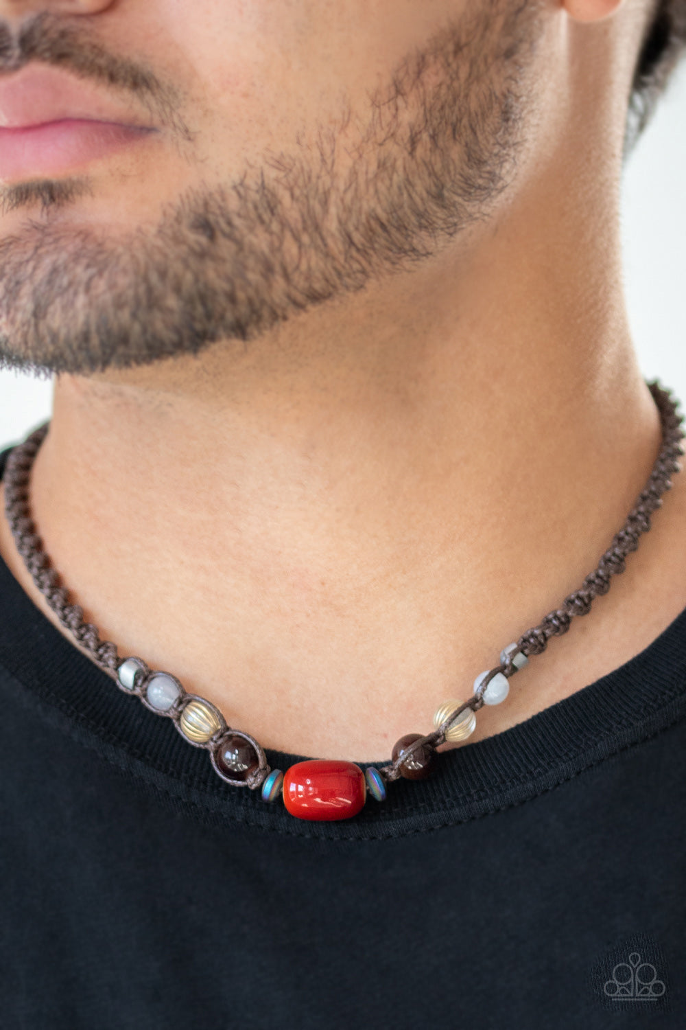 Paparazzi Put Up A BEACHFRONT Red Men's Short Necklace