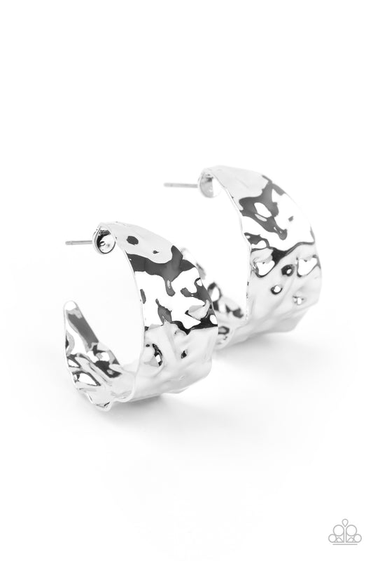 Paparazzi Put Your Best Face Forward Silver Post Hoop Earrings