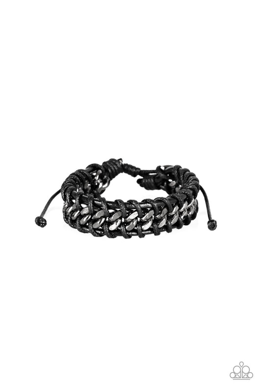 Paparazzi Racer Edge Black Sliding Knot Bracelet