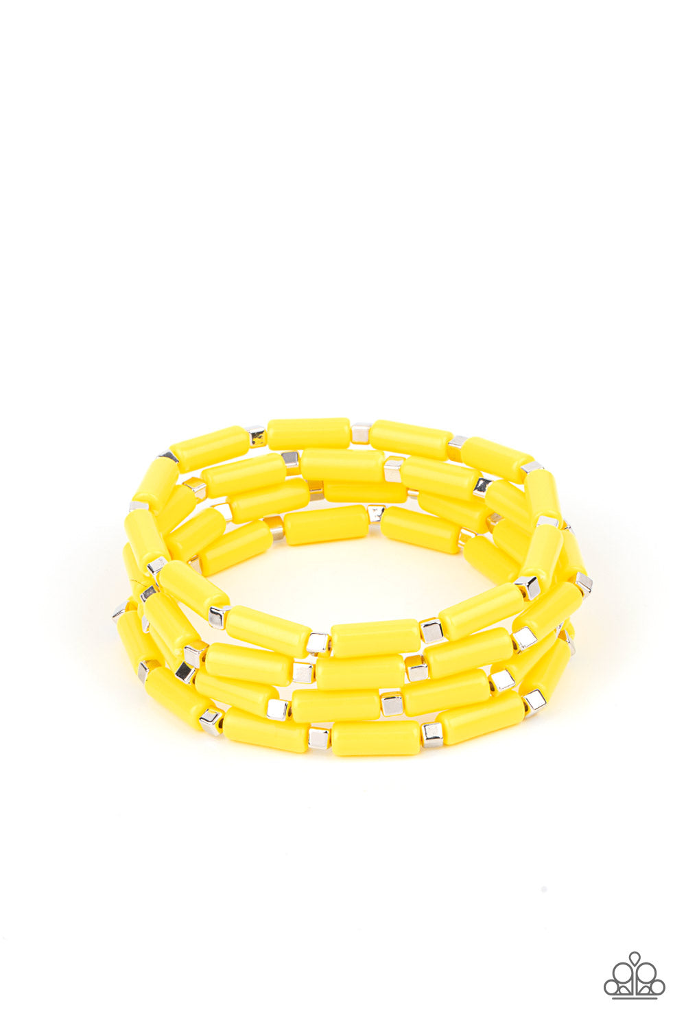 Paparazzi Radiantly Retro Yellow Stretch Bracelet - P9WH-YWXX-147XX