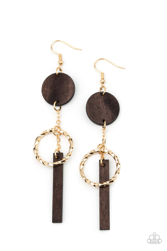 Paparazzi Raw Refinement Brown Fishhook Earrings