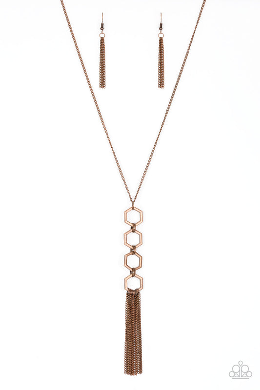 Paparazzi Ready, Set, GEO! Copper Long Necklace