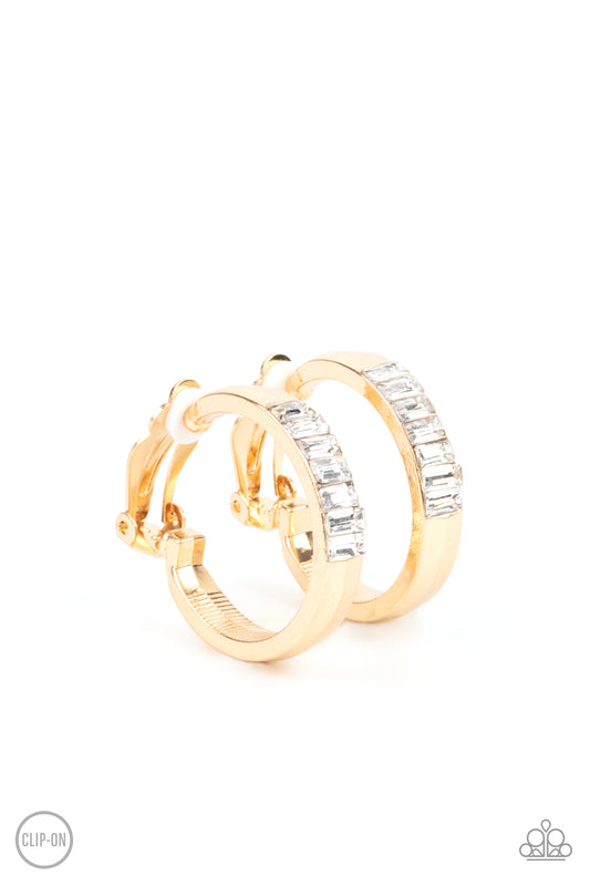 Paparazzi Ready, Steady, GLOW Gold Clip-On Earrings