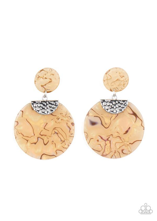 Paparazzi Really Retro-politan Yellow Acrylic Post Earrings