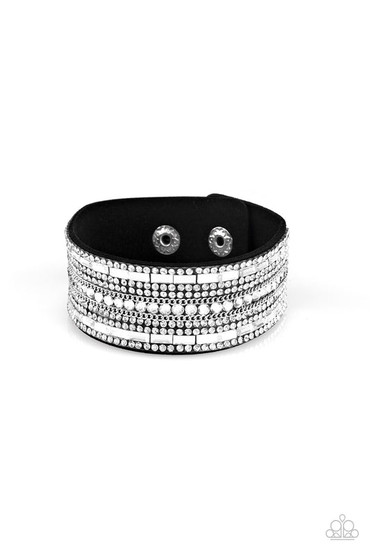 Paparazzi Rebel Radiance Black Single Wrap Snap Bracelet - P9DI-URBK-167XX