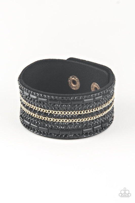 Paparazzi Rebel Radiance Black / Gold Single Wrap Snap Bracelet - P9DI-URBK-162XX