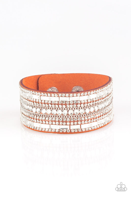 Paparazzi Rebel Radiance Orange Single Wrap Snap Bracelet - P9DI-UROG-041XX